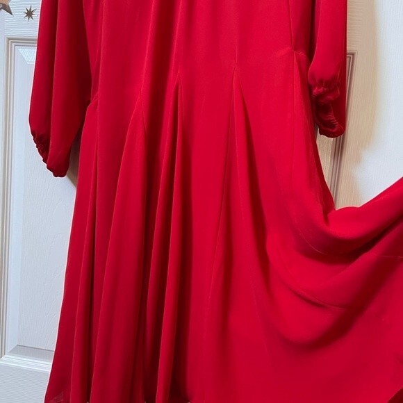 Ann Taylor Red Dolman Sleeve Dress w/belted flare. New with tags. M Petite - Picture 3 of 7